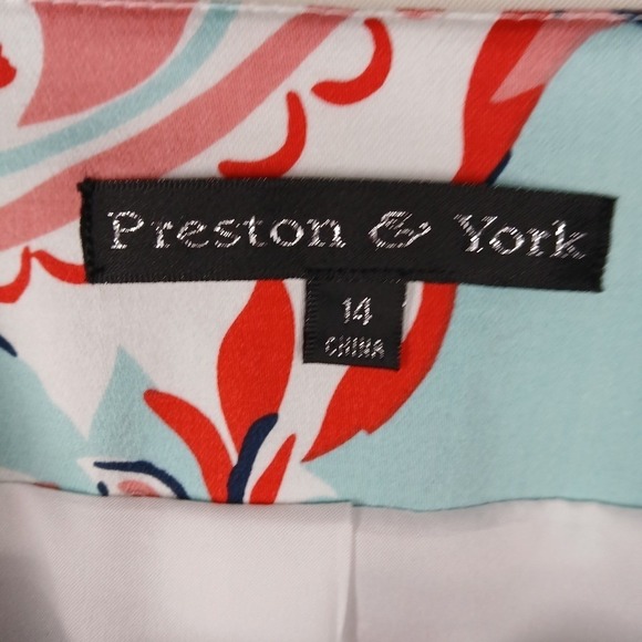 Preston &‎ York Paisley Blazer Jacket Size 14 NWT Mint Coral Open Front - Picture 2 of 7